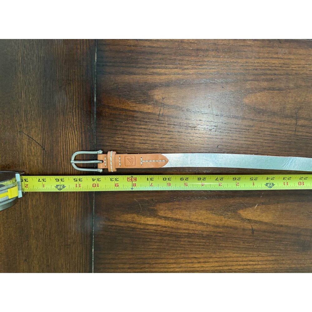 Sperry Leather Belt Silver Metallic & Brown Thin Womens Medium Preppy Twee - Picture 9 of 9